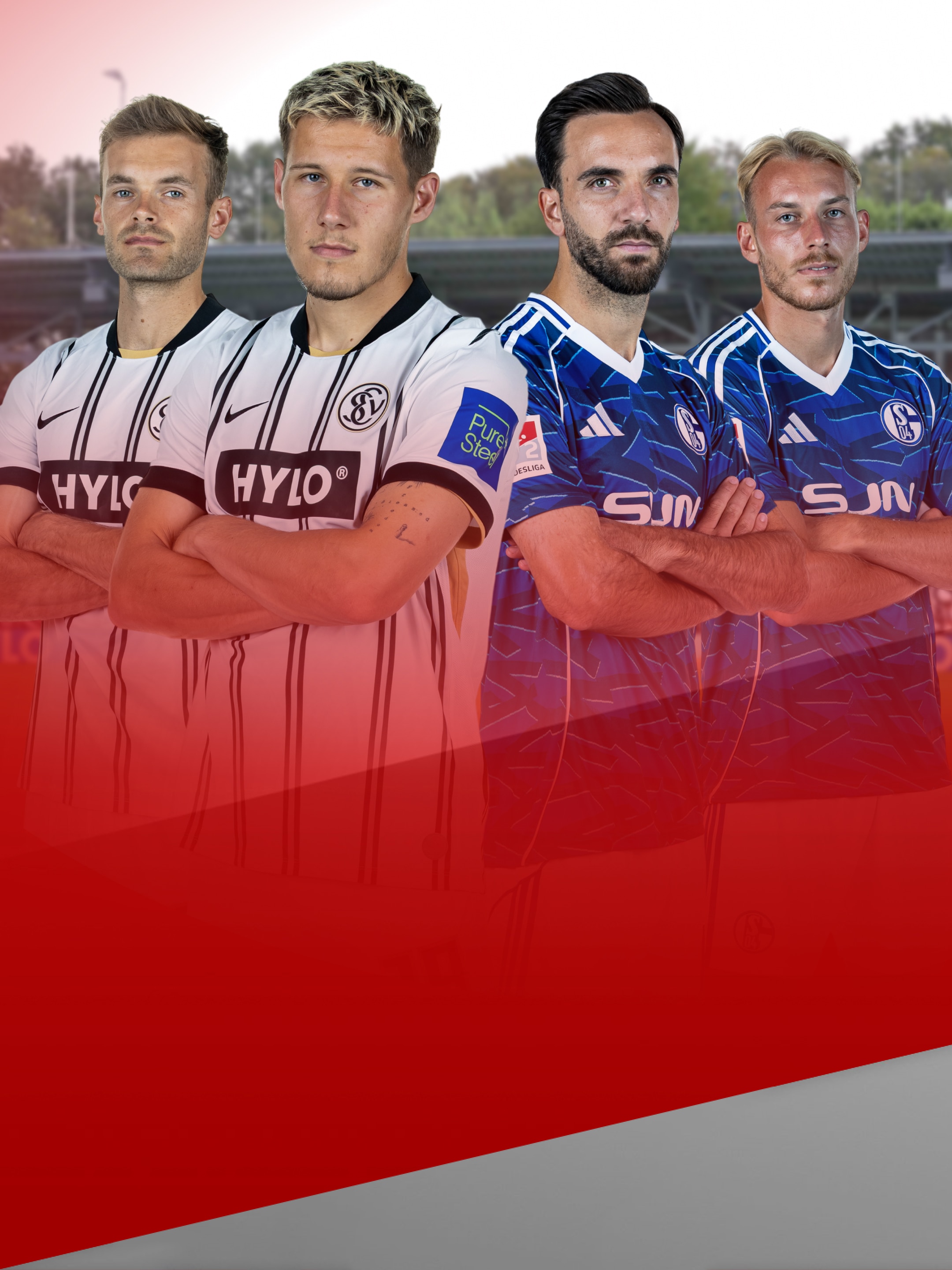 Jeweils zwei Spieler vom SV Elversberg und FC Schalke 04 